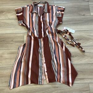 NWT Almost Famous Striped Button-Up Dress size L